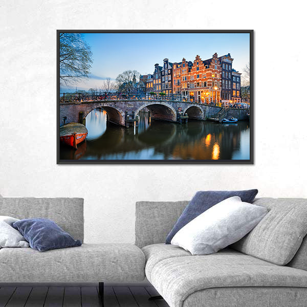 Sunset Over Brouwersgracht, Amsterdam Canvas Wall Art