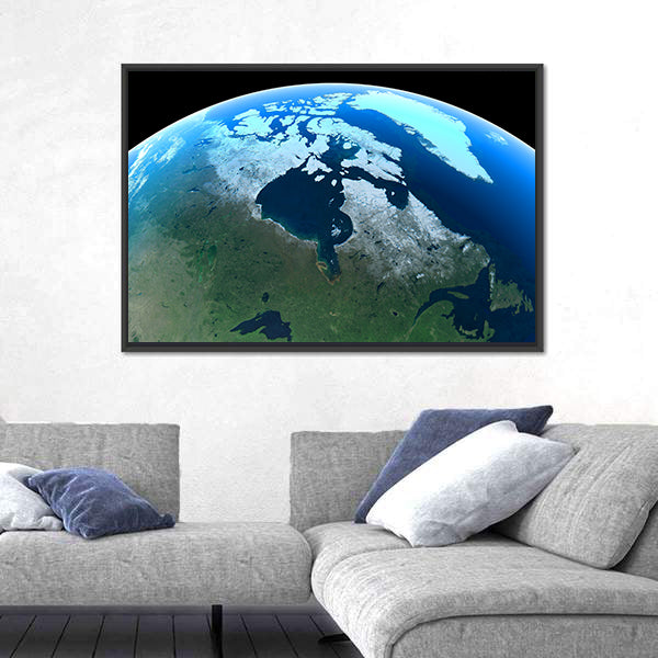 Canada &amp; Greenland From Space Canvas Wall Art