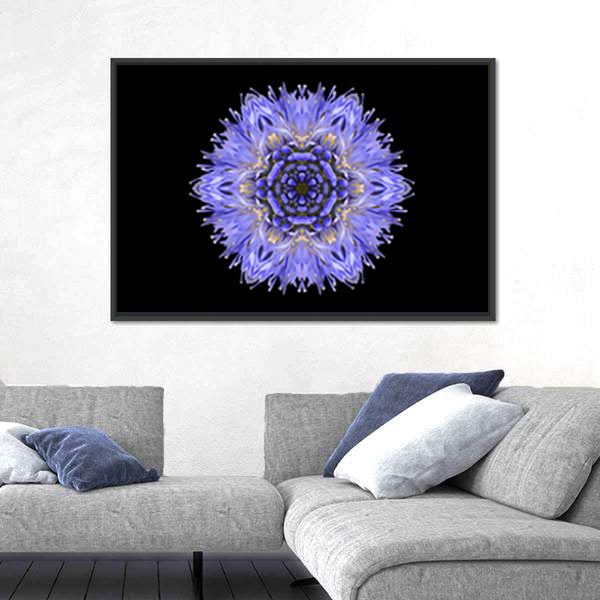 Blue Mandala Cornflower Canvas Wall Art