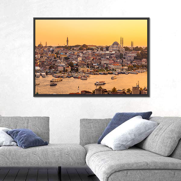 View On Golden Horn Bay From Galata Tower Canvas Wall Art
