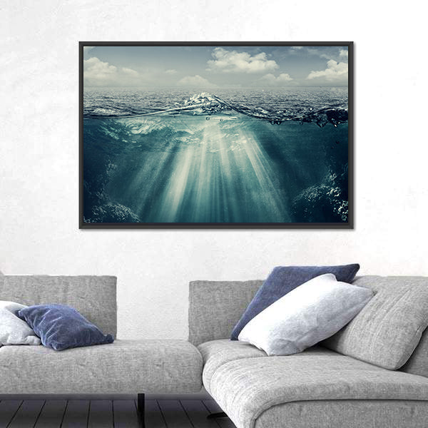 Split Perspective Underwater Ocean Landscape Canvas Wall Art