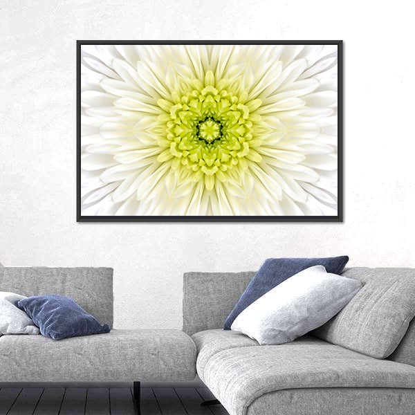 White Mandala Concentric Flower Canvas Wall Art