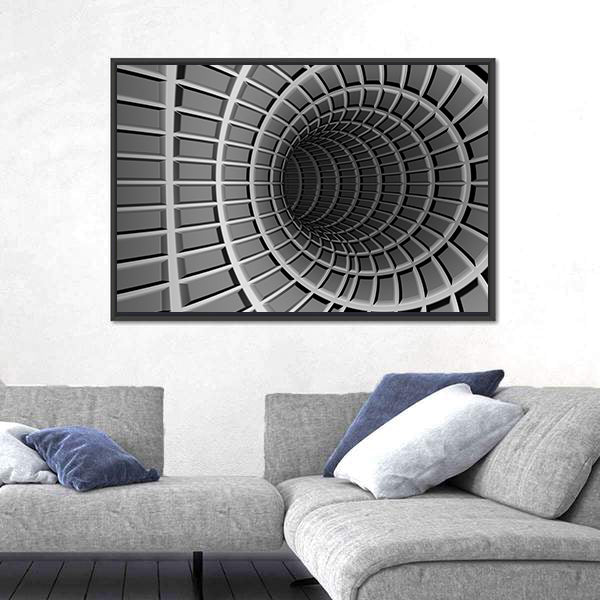 Dark Metal Tunnel Abstract Canvas Wall Art