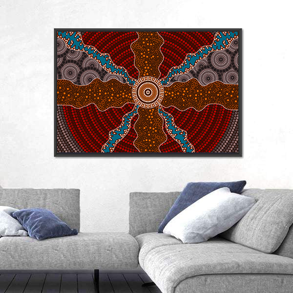 Aboriginal Dotted Vector Canvas Wall Art