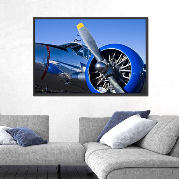 Close Up Of Vintage Military Airplane Canvas Wall Art
