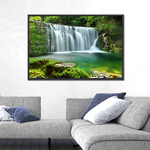 Emerald Lake Forest Waterfall Canvas Wall Art