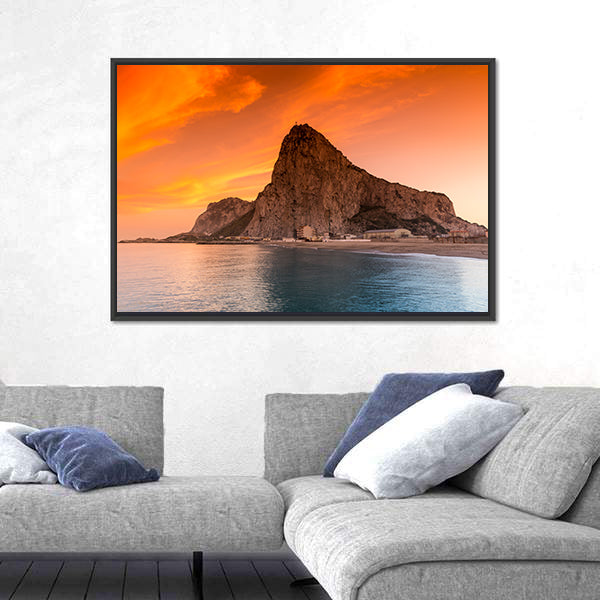 Rock of Gibraltar at Sunset Canvas Wall Art