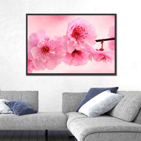 Pink Flowers In Spring Canvas Wall Art