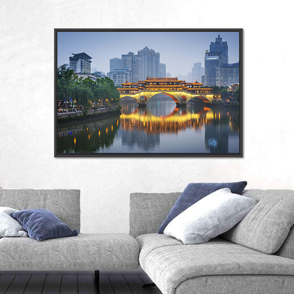 Anshun Bridge on Jin River Chengdu Canvas Wall Art