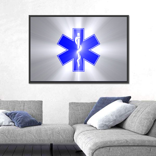 Star of Life with Rod of Asclepius Canvas Wall Art