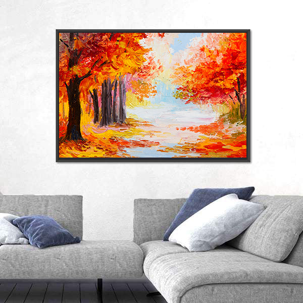 Colorful Autumn Forest Abstract Canvas Wall Art
