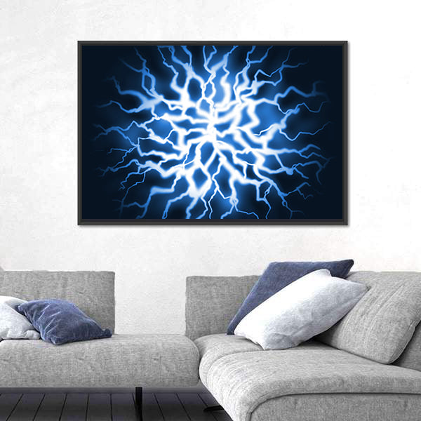 Blue Thunder Energy Burst Canvas Wall Art