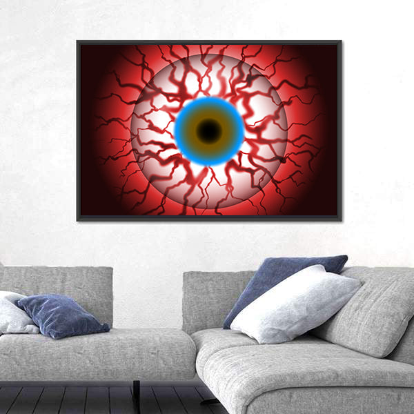 Spooky Bloodshot Eyeball With Veins Canvas Wall Art