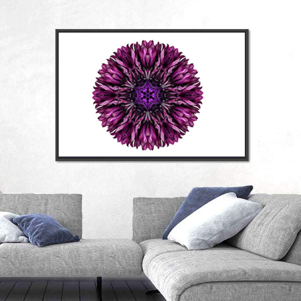 Purple Cornflower Mandala Canvas Wall Art