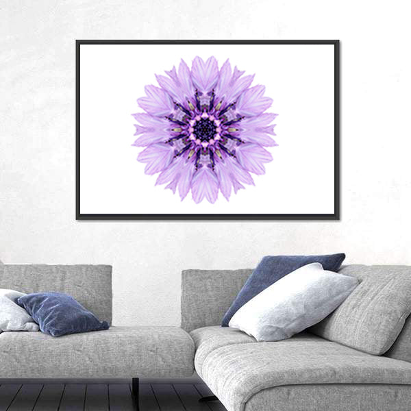 Purple Cornflower Mandala Canvas Wall Art