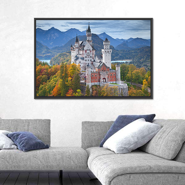 Neuschwanstein Castle with Turquoise Lake Canvas Wall Art