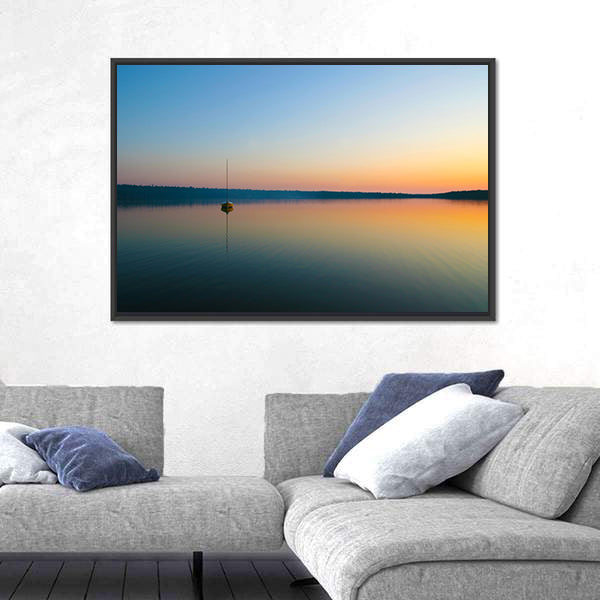 Yellow Sailboat at Sunset Canvas Wall Art