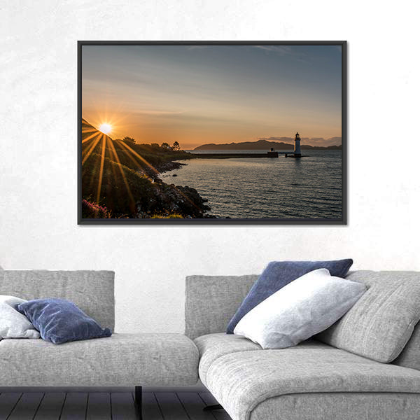 Sunset At Tobermory Lighthouse Scotland Canvas Wall Art