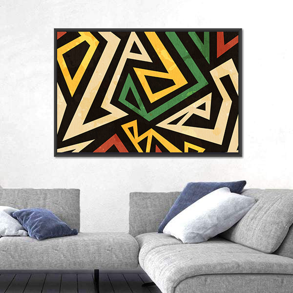 African Geometric Seamless Pattern Canvas Wall Art