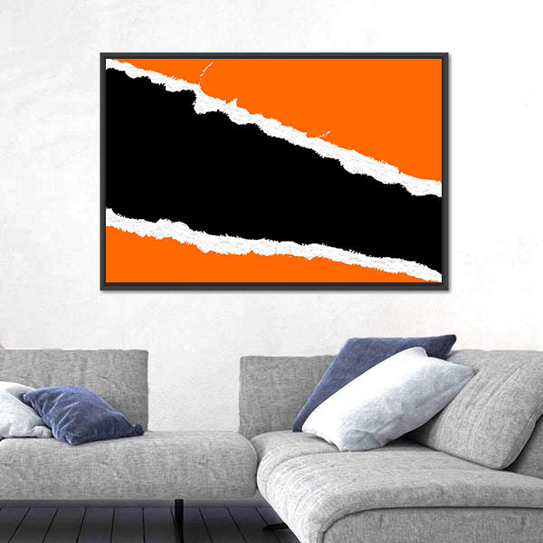 Torn Paper Abstract with Orange Fields Canvas Wall Art