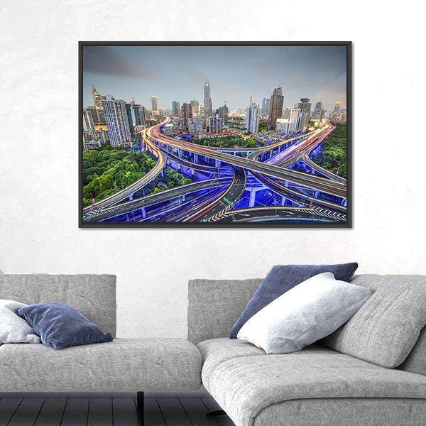 Shanghai Highway Junctions Canvas Wall Art