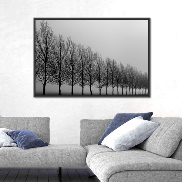 Autumn Trees in Mist Canvas Wall Art