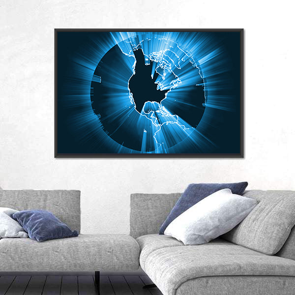 Glowing Coastline Starburst Light Flare Canvas Wall Art