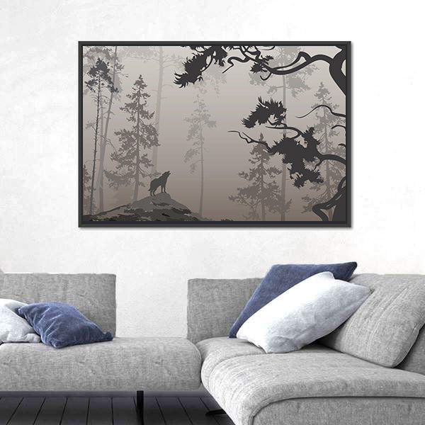 Wolf In The Forest Canvas Wall Art