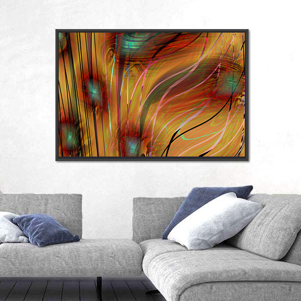 Swirling Teal, Gold, and Pink Abstract Canvas Wall Art