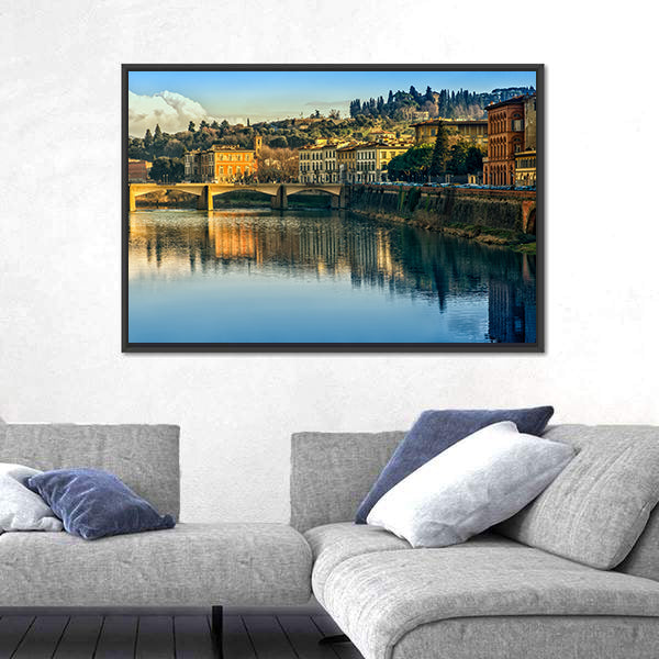Arno River Reflection in Firenze Canvas Wall Art