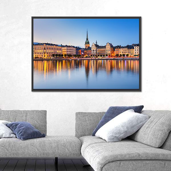 Gamla Stan In Stockholm At Evening Canvas Wall Art