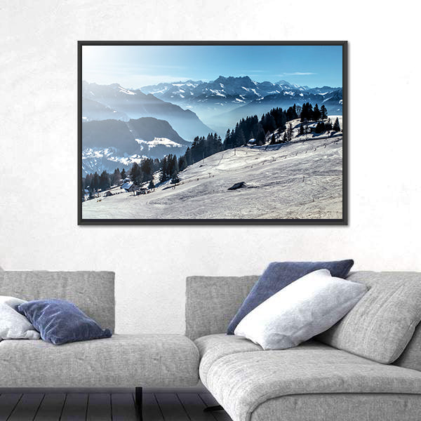 Winter Mountain Ski Slope Canvas Wall Art