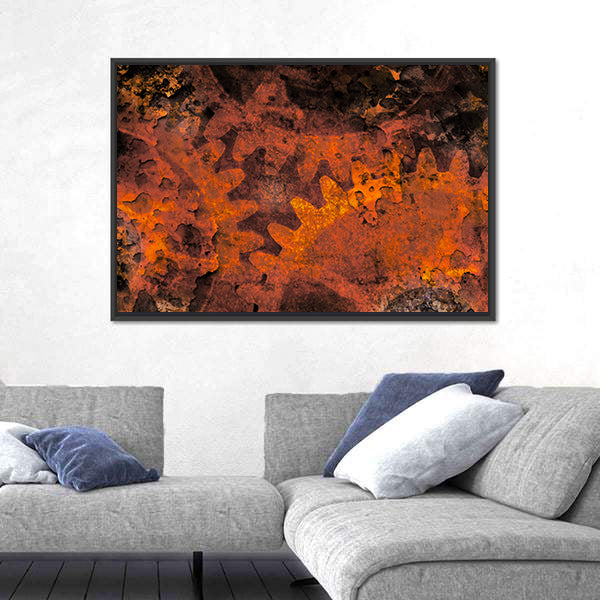 Rusted Gears and Cogs Canvas Wall Art