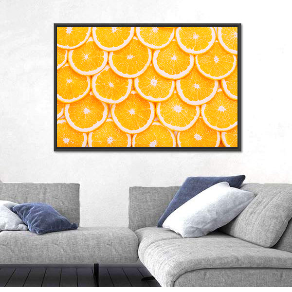 Fresh Orange Slices Pattern Canvas Wall Art