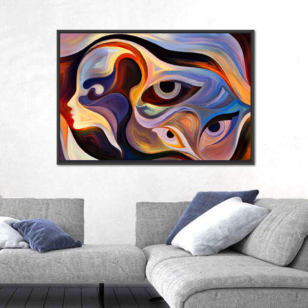 Abstract Human Profile with Eyes Canvas Wall Art