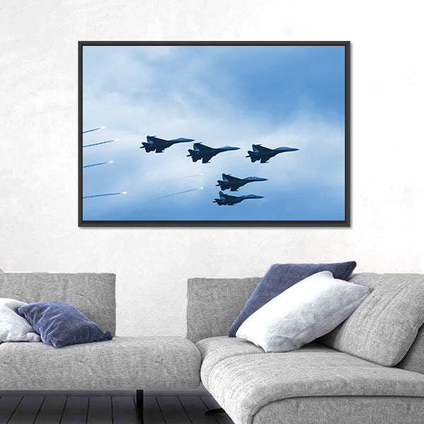 Modern Squadron Of Military Planes Canvas Wall Art