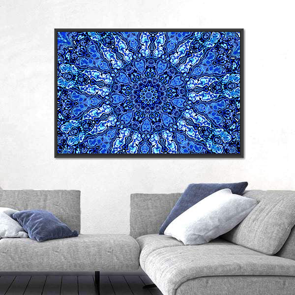 Blue Mandala Fractal Canvas Wall Art
