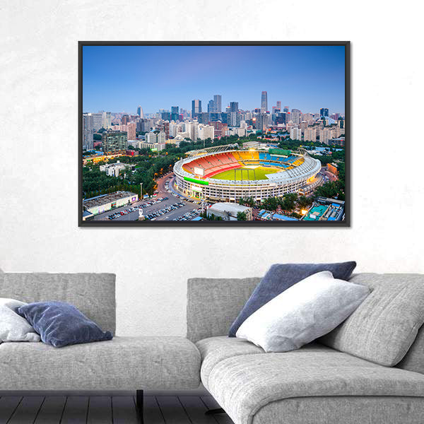 Stadium In Beijing Cityscape Canvas Wall Art