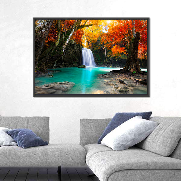 Deep Forest Waterfall In Kanchanaburi Thailand Canvas Wall Art