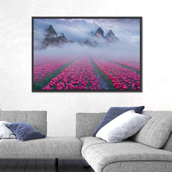 Fantastic Spring Landscape With Tulip Fields Canvas Wall Art