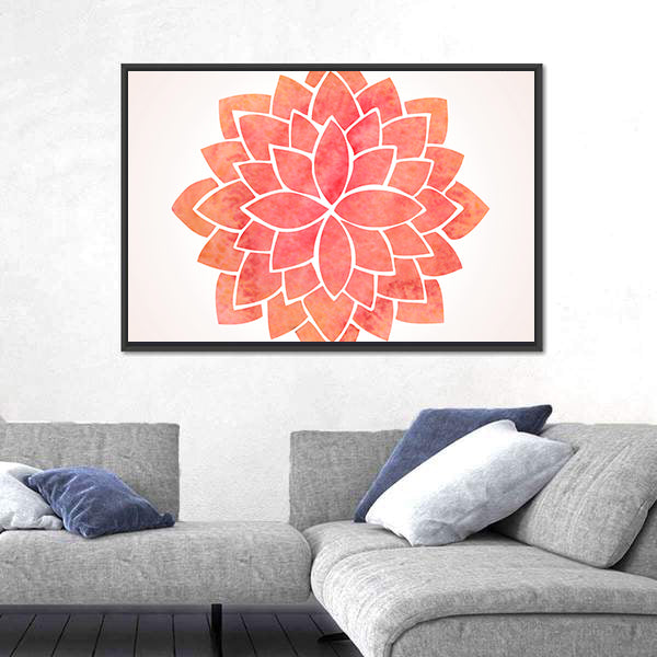 Red Mandala Flower Canvas Wall Art
