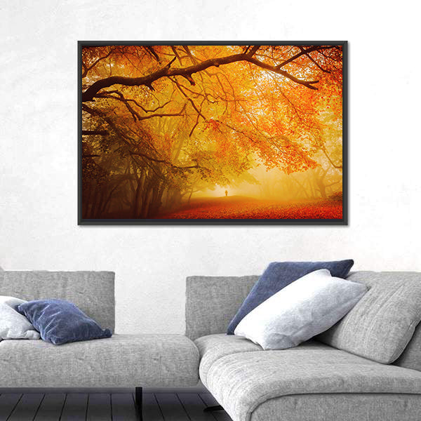 Seasonal Forest Fall Walk Canvas Wall Art