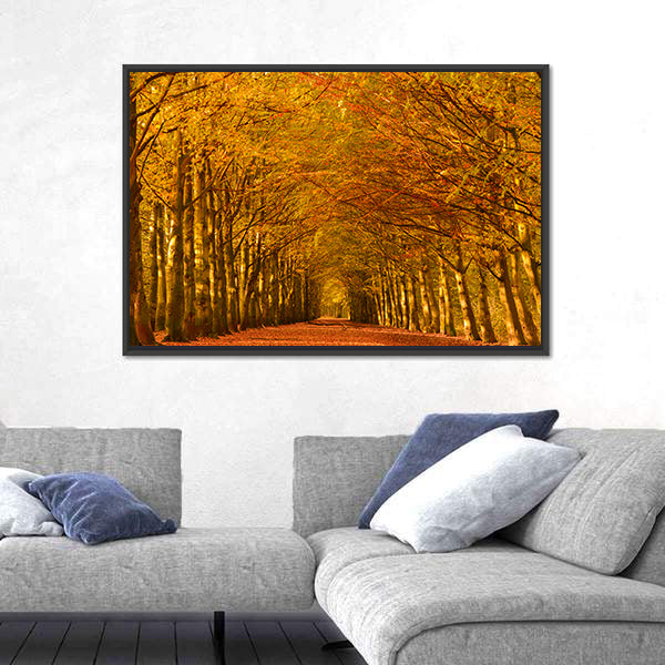 Autumn Forest Lane Canvas Wall Art