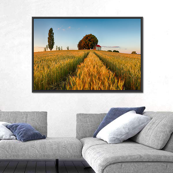 Summer Wheat Field at Golden Hour Canvas Wall Art