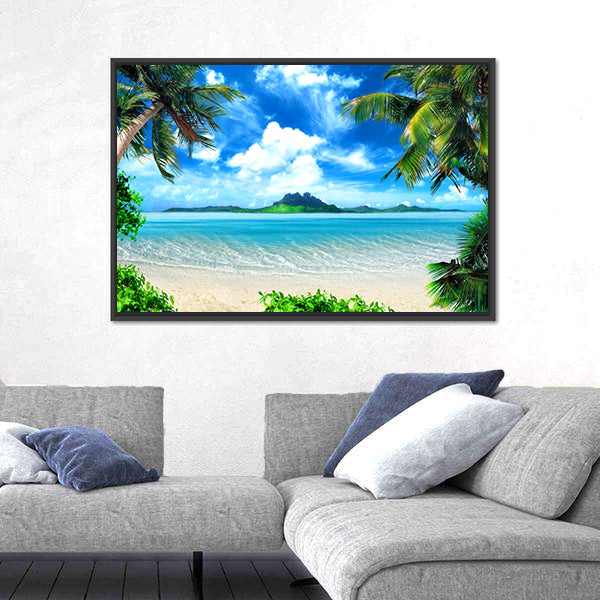 Tropical Beach with Turquoise Ocean Canvas Wall Art