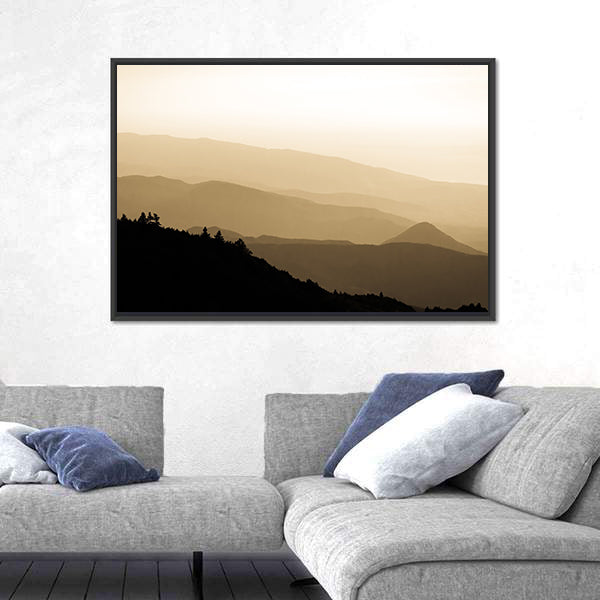 Sunset Over Foggy Mountains In Turkey Canvas Wall Art