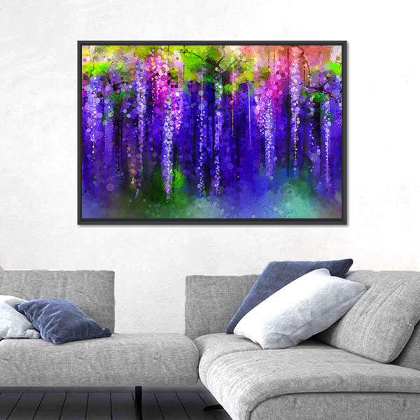 Wisteria Purple Flowers In Spring Canvas Wall Art