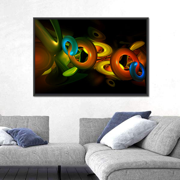 3D Colorful Shapes Abstract Canvas Wall Art