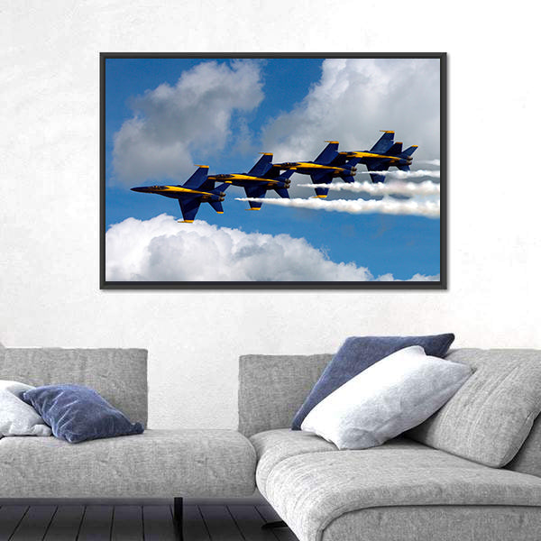 Blue Angels In The Clouds Canvas Wall Art