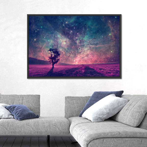 Alien Planet Nebula Silhouette Canvas Wall Art